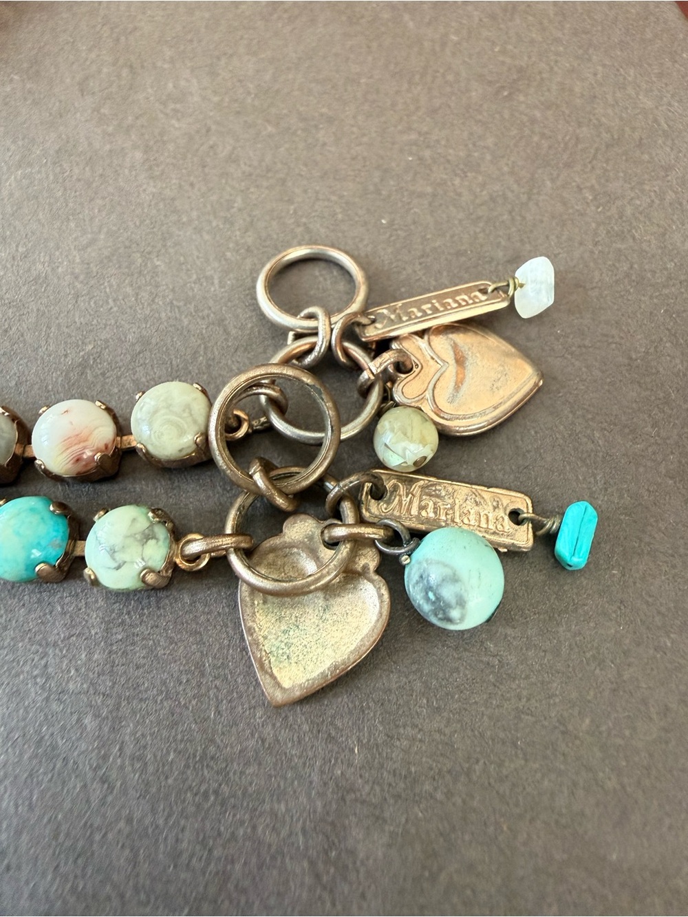 TWO Mariana Bracelets- Real Turquoise, Cream & Blush Stones - Picture 4 of 6